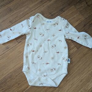Rabbit + Bear Organic Cream Long Sleeve Baby bodysuit